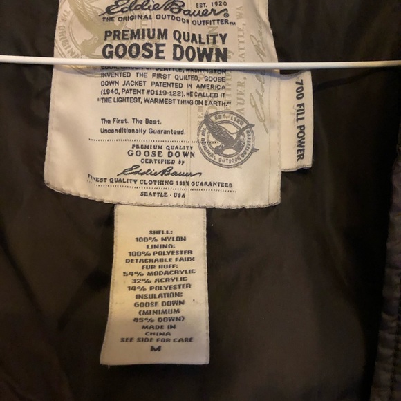 Eddie Bauer Long Goose Down Quilted Filled Jacket - Picture 3 of 9